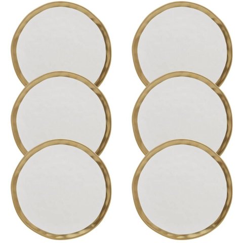 Conjunto 6 Pratos Sobremesa 21cm Dubai Wolff Porcelana Branc