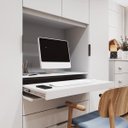 Ver imagem 5 de Guarda-Roupa 4 Portas Home Office 3 Gavetas com Escrivaninha Móveis Rimo Branco/Branco