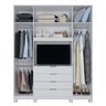 Guarda-Roupa 4 Portas Home Office 3 Gavetas com Escrivaninha Móveis Rimo Branco/Branco - 8