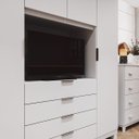 Ver imagem 4 de Guarda-Roupa 4 Portas Home Office 3 Gavetas com Escrivaninha Móveis Rimo Branco/Branco