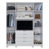 Guarda-Roupa 4 Portas Home Office 3 Gavetas com Escrivaninha Móveis Rimo Branco/Branco - 7