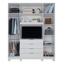 Ver imagem 7 de Guarda-Roupa 4 Portas Home Office 3 Gavetas com Escrivaninha Móveis Rimo Branco/Branco