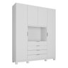 Guarda-Roupa 4 Portas Home Office 3 Gavetas com Escrivaninha Móveis Rimo Branco/Branco - 1