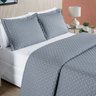 Cobre Leito Casal 3 Peças Ravena Colcha Bordado Geométrico 200 Fios Micropercal Diversas Cores Cinza - 3