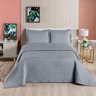 Cobre Leito Casal 3 Peças Ravena Colcha Bordado Geométrico 200 Fios Micropercal Diversas Cores Cinza - 1
