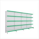 Ver imagem 1 de kit com 4 gondola de parede 1 inicial 3 cont 1,70x92 40/30 flex 40 amapa, porta etiquetas verde