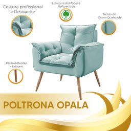 Poltrona Decorativa Opala Veludo Turquesa Ciano Vs Decor - 3