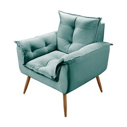 Poltrona Decorativa Opala Veludo Turquesa Ciano Vs Decor - 10