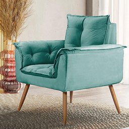 Poltrona Decorativa Opala Veludo Turquesa Ciano Vs Decor - 1