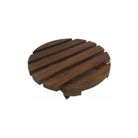 Suporte para Vaso 25cm Redondo Madeira Roda Prático Verniz