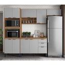 Ver imagem 1 de Cozinha Modulada Firenze 260m C/ Nicho P/ Forno e Micro-ondas -amêndola Touch/nude Prime Tx Demóbile
