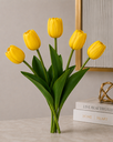 Ver imagem 4 de Kit 5 Tulipas Amarelo Artificiais Flores Decorativas Realistas para Decoração