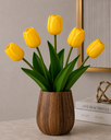 Ver imagem 5 de Kit 5 Tulipas Amarelo Artificiais Flores Decorativas Realistas para Decoração