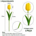 Ver imagem 3 de Kit 5 Tulipas Amarelo Artificiais Flores Decorativas Realistas para Decoração