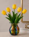 Ver imagem 2 de Kit 5 Tulipas Amarelo Artificiais Flores Decorativas Realistas para Decoração
