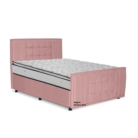 Cama com Cabeceira Queen Size Estofada Uvaia 160cm Suede: Rosa
