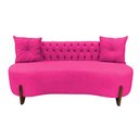 Ver imagem 2 de Sofá 2 Lugares Orgânico Curvo Tókio 150cm Veludo Rosa Pink