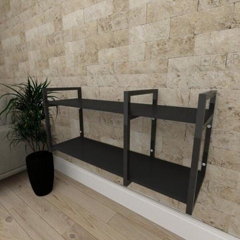 Aparador Industrial Aço Cor Preto Prateleiras 30cm Cor Preto Modelo Ind21papr