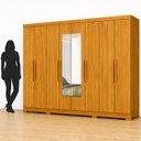 Ver imagem 5 de Guarda-Roupa Casal 8 Portas 4 Gavetas com Espelhos e Pés Diplomata Marrom/Cinamomo
