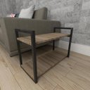 Ver imagem 1 de Mesa lateral sofá industrial aço cor preto mdf 30 cm cor amadeirado escuro modelo ind01aeml
