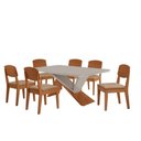 Ver imagem 1 de Mesa de Jantar Yasmin 180cm Tampo Mdf Vidro Canto Copo com 6 Cadeiras Copper