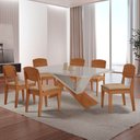 Ver imagem 4 de Mesa de Jantar Yasmin 180cm Tampo Mdf Vidro Canto Copo com 6 Cadeiras Copper