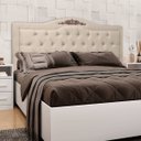 Ver imagem 2 de Cabeceira Estofada Provençal 195cm para Cama Box King Linho - Sofa Store:linho Bege