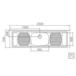 Pia de Apoio Tramontina Filo 56 Plus em Aço Inox 200x55 cm Tramontina 93059507 - 2