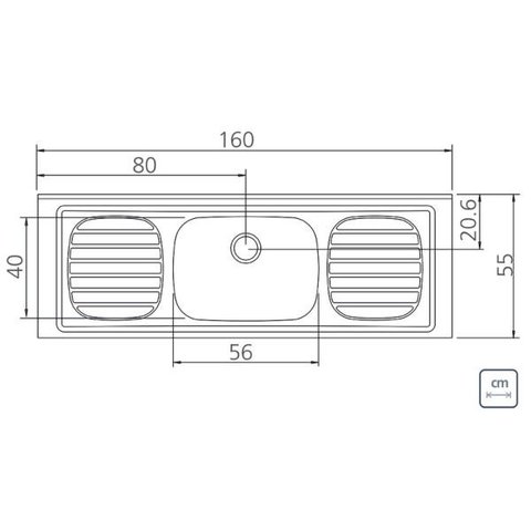 Pia de Apoio Tramontina Filo 56 Plus em Aço Inox 180x55 cm Tramontina 93058507