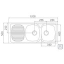 Ver imagem 2 de Pia de Apoio Tramontina Stratta 2C 34 DX em Aço Inox 120x50 cm com 2 Cubas Tramontina 93446602