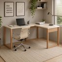 Ver imagem 3 de Mesa de Escritório em L Escrivaninha Industrial MDF 135cm Off White com Freijó Pradel Móveis