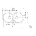 Ver imagem 1 de Cuba de Embutir/sobrepor Tramontina Luna Duo 2c 36 Bs em Aço Inox Acetinado 84x44 Cm Tramontina