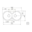 Ver imagem 2 de Cuba de Embutir/sobrepor Tramontina Luna Duo 2c 36 Bs em Aço Inox Acetinado 84x44 Cm Tramontina