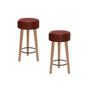 Ver imagem 1 de Kit 2 Bancos Banqueta Paris Couro Telha Mesa Gourmet Pés Madeira Ms Decor