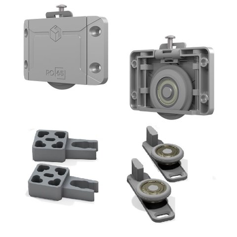 Sistema Deslizante Ro 65 Prime (60 Kg) com Guia 4013 Sobreposto Prata para 01 Porta Rometal 01 Kit