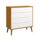 Ver imagem 1 de Comoda Gaveteira Elfe Retro 4 Gavetas Branco Fosco com Savana - Moveisaqui