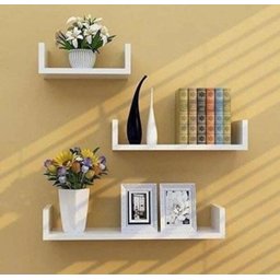 Kit 3 Peças de Prateleiras MDF, Multiuso, para Sua Casa - Prateleiras na Cor Branca - 3