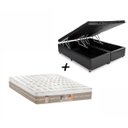 Ver imagem 1 de Box Baú King Sintético Preto + Colchão Castor King Silver Star Mola Pocket Air One Face 193x203x032