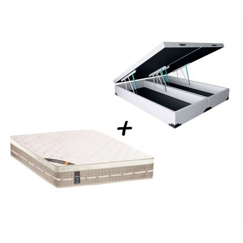 Colchão Castor Queen Molas Premium Tecnopedic + Box Baú Queen Sintético Branco 158x198