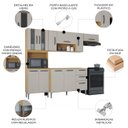 Ver imagem 3 de Cozinha Compacta Completa com Balcão para Pia 244cm Livy P11 Damasco/Off White - Mpozenato