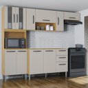 Ver imagem 1 de Cozinha Compacta Completa com Balcão para Pia 244cm Livy P11 Damasco/Off White - Mpozenato