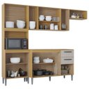 Ver imagem 5 de Cozinha Compacta Completa com Balcão para Pia 244cm Livy P11 Damasco/Off White - Mpozenato