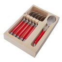 Ver imagem 1 de Conjunto de 6 COLHERES SOBREMESA Laguiole LA TOUR Luxo com bandeja de madeira- vermelho