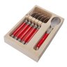 Conjunto de 6 COLHERES SOBREMESA Laguiole LA TOUR Luxo com bandeja de madeira- vermelho - 1