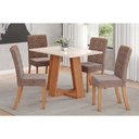 Ver imagem 1 de Conjunto: Mesa Sala Jantar Lins C/ Tampo Reto Madeirado C/ Vidro 120x80cm e 4 Cadeiras Esther Nature