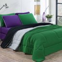 Ver imagem 1 de Kit Edredom + Jogo de Lençol 100% Algodão Urbano 7 Peças Casal Verde Bandeira-mescla-roxo