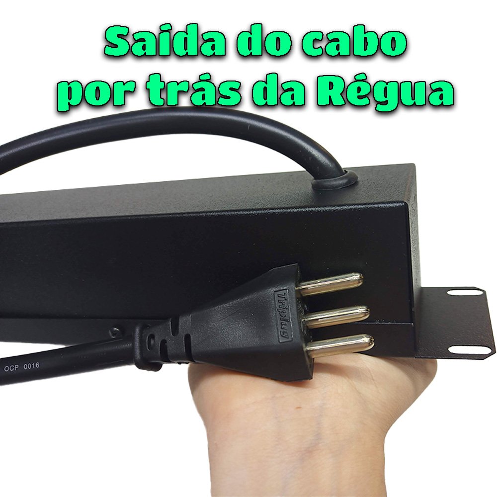 Régua 8 Tomadas Espaçadas Reforçada 20a Caixa Metal Padrão 19 Cftv Extensão Rack - 4