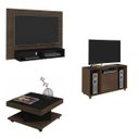 Ver imagem 2 de Sala de Estar Completa com Mesa, Rack e Painel Marrom Izzie Espresso Móveis