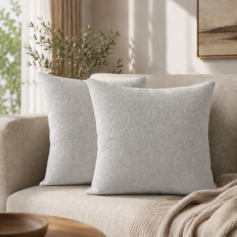 Kit 2 Capa Almofada Linho Macio Luxo 45x45 Decorativa com Ziper Cinza
