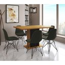 Ver imagem 1 de Mesa Jantar Londres Retangular Canela 137x90 Base Preta 6 Cadeiras Estofadas Verde Ferro Preto